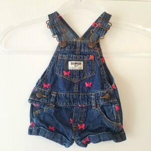 OshKosh B'gosh Blue Denim Overalls with Pink Accents